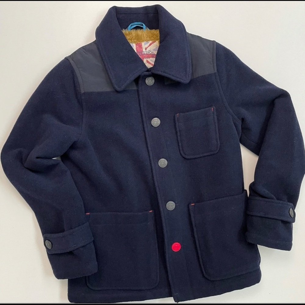 Mini Boden Johnnie B Jacket Coat Wool Blend Lined